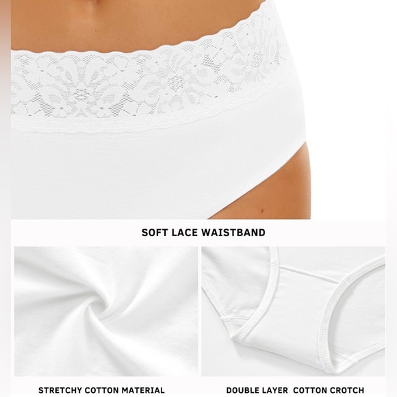 RHYFF Womens Underwear Panties Lace Soft Hipster Stretch Full Briefs 5Pack - NWT - Picture 4 of 8